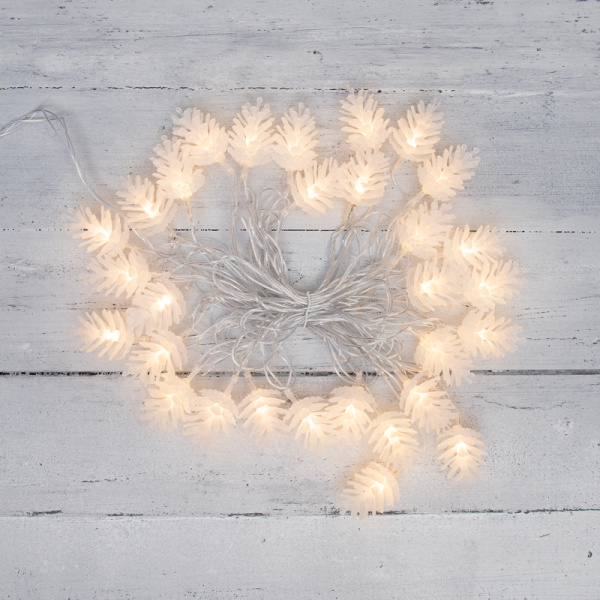 NEON-NIGHT Гирлянда светодиодная «Шишки» 5 м, 30 LED, прозрачный ПВХ с контроллером, цвет свечения теплый белый 303-069