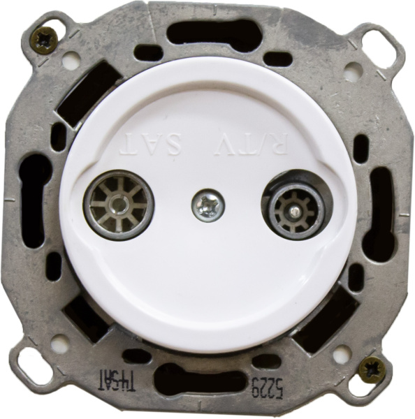 BIRONI Шедель Пластик Белый Розетка R/TV-SAT проходная (скрытый монтаж) B3-304-21