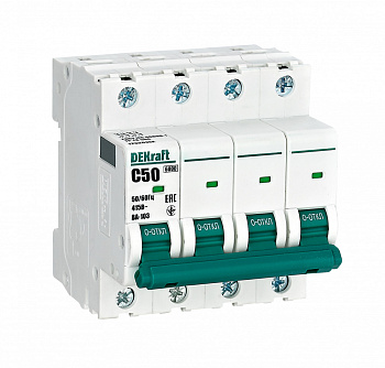 Dekraft Автоматический выключатель 4Р 50А х-ка C ВА-103 6кА 12326DEK