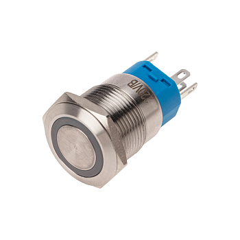Кнопка антивандальная Ø19 250В Фикс (5с) ON-OFF/OFF-ON подсв/синяя Rexant 36-3441
