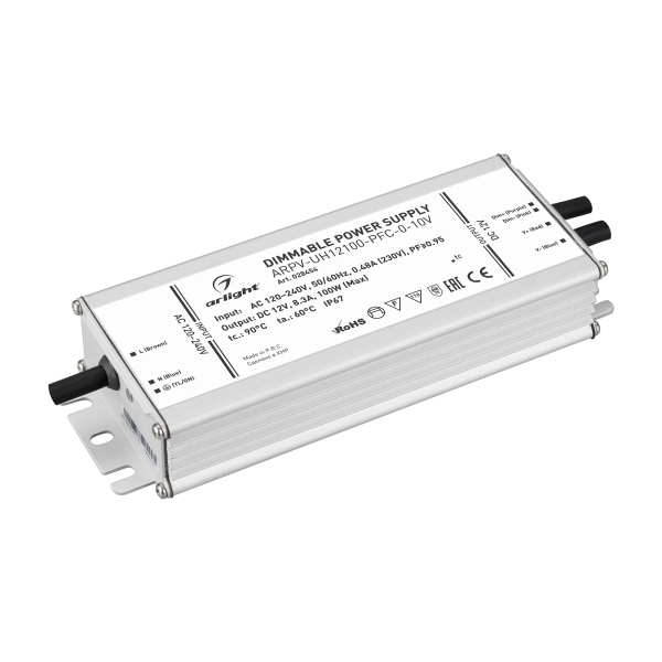 Arlight Блок питания ARPV-UH12100-PFC-0-10V (12V, 8.3A, 100W) ( IP67 Металл, 7 лет) 028454