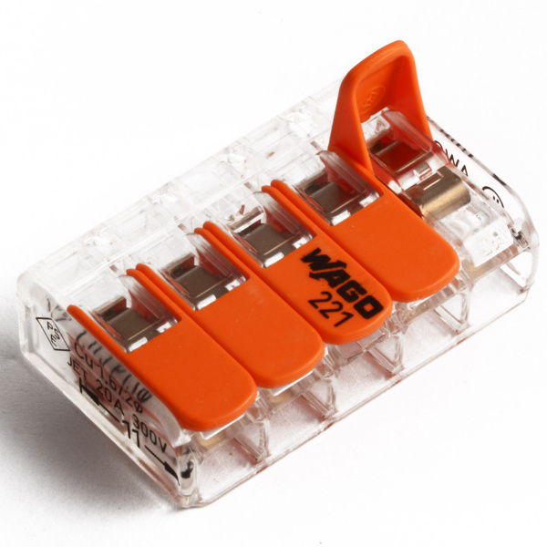 Купить WAGO Клемма с рычагами компактная для 5-и медных(!) одно-/многопровол. проводников сеч. до 4 мм кв. 221-415