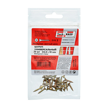 Tech-Krep Саморез ШУж 3,5х16 пот. гол. (30 шт) - пакет 102479