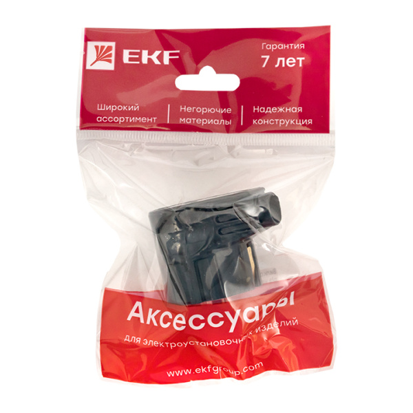 Купить Вилка угловая усиленная с/з черная 16А 250В EKF Proxima EKF