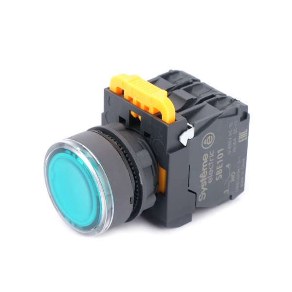 Systeme Electric Кнопка SB5 с подсветкой в сборе модуль 22мм зеленая пластик 230-240ВAC 1НО+1НЗ