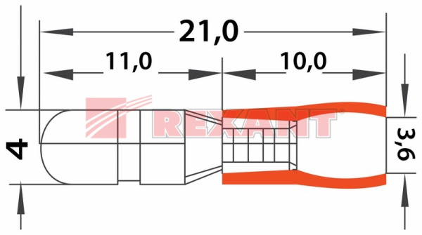 Купить Разъем ШТЕКЕРНЫЙ изолированный штекер - 4мм 0.5-1.5мм² (РШи-п 1.5-4 / РШИп 1,25-4) красный Rexant 08-0511