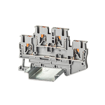 DKC Nuputuk Клемма двухуровневая, зажим push-in, 4 точки подключения, 2.5 кв.мм, серая