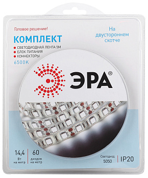 ЭРА 5050kit-14,4-60-12-IP20-6500-5m Комплект светодиодной ленты