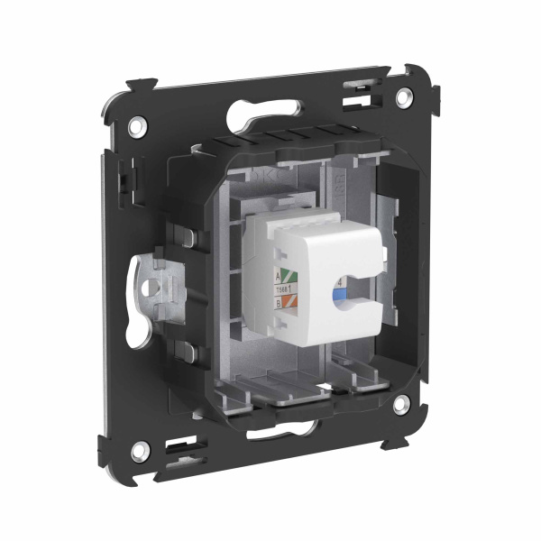 Купить DKC Телефонная розетка RJ-12 без шторки в стену одинарная, "Avanti", "Закаленная сталь"