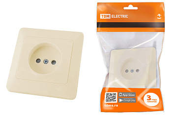 TDM Розетка 2П с защ. шт. 10А 250В сл. кость "Ильмень" SQ1823-0113