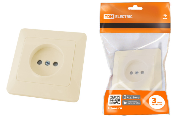 TDM Розетка 2П с защ. шт. 10А 250В сл. кость "Ильмень" SQ1823-0113