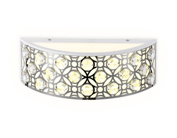 Купить Ambrella Настенный светодиодный светильник с хрусталем FA9411 WH/CH белый/хром 4200K 12W 300*110*100