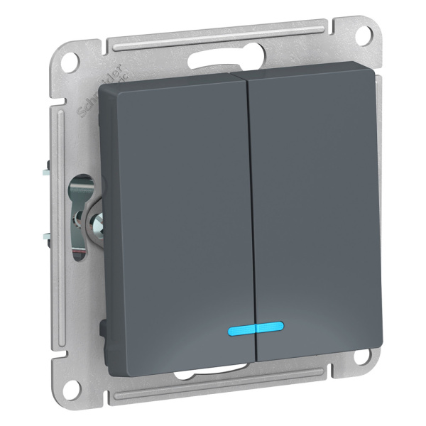 Systeme Electric AtlasDesign Грифель Выключатель 2-клавишный с подсветкой, сх.5а, 10АХ, механизм