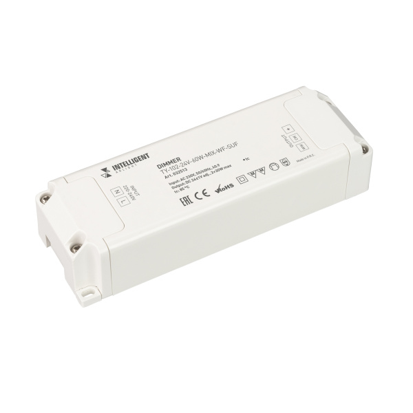 Arlight INTELLIGENT Диммер TY-102-24V-60W-MIX-WF-SUF (230V, WIFI, 433MHz, 2x1.25A) (INTELLIGENT Пластик) 032513