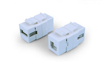 Hyperline KJ1-USB-A-B2-WH Вставка формата Keystone Jack с проходным адаптером USB 2.0 (Type A-B), ROHS, белая 247142