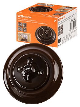 TDM Выключатель скрытой установки фарфоровый поворотный с ручкой (бантик) 10А коричневый «Болонь» SQ1820-0420