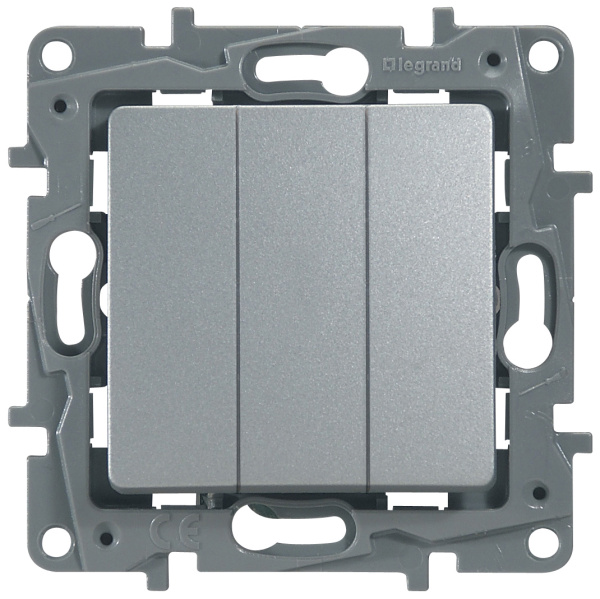 Купить Legrand Etika Алюминий Выключатель 3-клавишный, 10А, Автоматические клеммы 672413