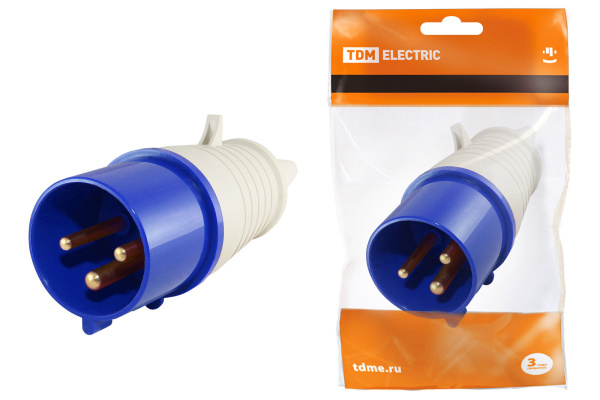 TDM Вилка 023 2Р+РЕ 32А 220В IP44 SQ0601-0004