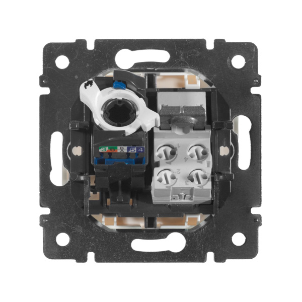 Купить Legrand Valena Бел Розетка двойная комп.(RJ45) 1-ая 5 кат UTP + ТЛФ 1-ая (RJ11) 770080