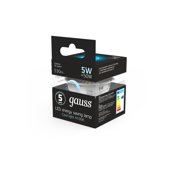 Купить Gauss Лампа MR16 5W 530lm 4100K GU5.3 диммируемая LED 101505205-D