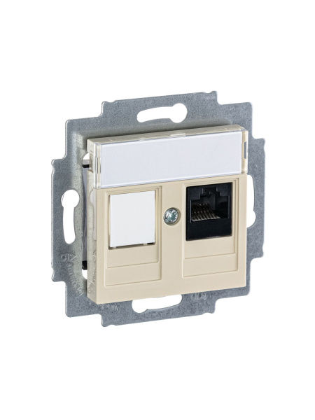 Купить ABB EPJ Levit слоновая кость / белый Розетка компьютерная RJ45 кат,5e+заглуш,, слоновая кость 2CHH295117A6017