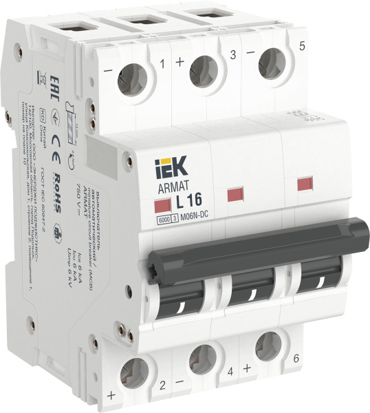 IEK ARMAT Автоматический выключатель M06N-DC 3P L 16А AR-M06N-3-L016DC