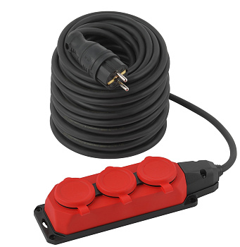 ЭРА Удлинитель силовой ЭРА UK-3e-3x1,5-40m-IP44(KG) с заземлением 3 розетки каучук 40м КГ 3х1,5мм2 IP44