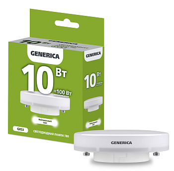 IEK GENERICA Лампа LED T80 таблетка 10Вт 230В 4000К GX53 LL-T80-10-230-40-GX53-G