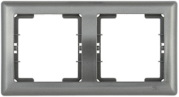 IEK РГ-2-БА Рамка 2 мест. гориз. BOLERO антрацит EMB20-K95