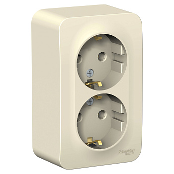 Systeme Electric Blanca наруж Молочная Розетка 2-ая с/з без шторок 16А, 250В, изолир. пластина