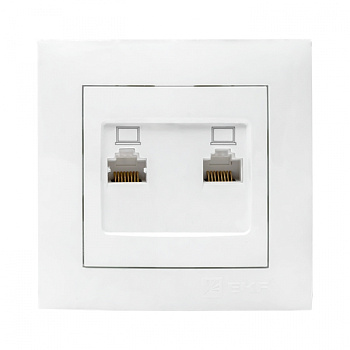 EKF PROxima Валенсия розетка компьютерная RJ-45 2-местная белая