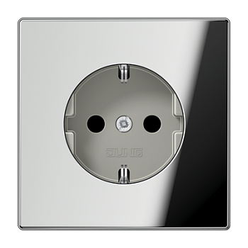JUNG LS990 Хром полированный Розетка штепсельная Schuko 16A 250V с защитой от детей GCR1520KI