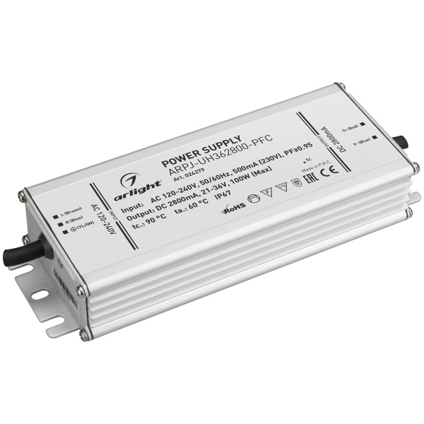 Arlight Блок питания ARPJ-UH362800-PFC (100W, 2.8A) (IP67 Металл, 7 лет) 024279