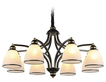 Ambrella Подвесная люстра в классическом стиле TR3081/8 BK/GD/FR черный/золото/белый матовый E27*8 max 40W D890*440