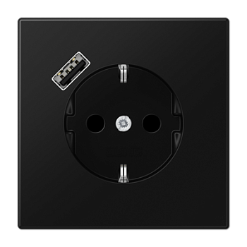JUNG LS 990 Черный матовый Розетка с USB-зарядным устройством, тип A, SCHUKO LS1520-18ASWM