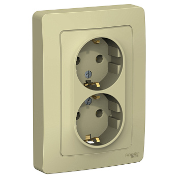 Systeme Electric Blanca внутр Беж Розетка 2-ая с/з без шторок,16А, 250В