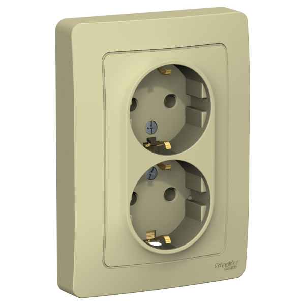Systeme Electric Blanca внутр Беж Розетка 2-ая с/з без шторок,16А, 250В