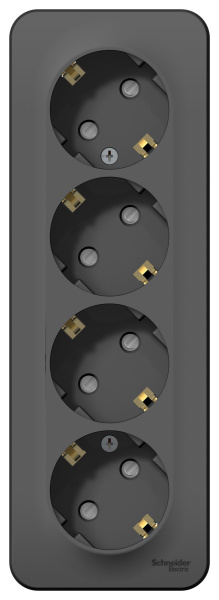 Купить Systeme Electric Blanca наруж Антрацит Розетка 4-ая с/з со шторками 16А, 250В, изолир. пластина