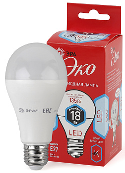 ЭРА ECO LED A65-18W-840-E27 (диод, груша, 18Вт, нейтр, E27)