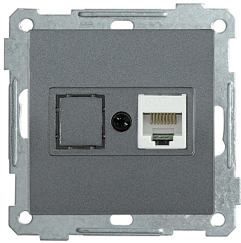 IEK РK10-1-Б Розетка компьютерная RJ45 Cat5e BOLERO антрацит EKB15-01-K95