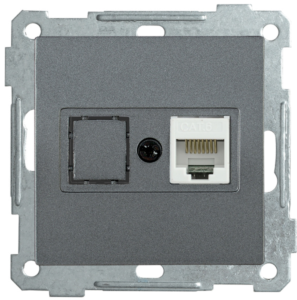 IEK РK10-1-Б Розетка компьютерная RJ45 Cat5e BOLERO антрацит EKB15-01-K95