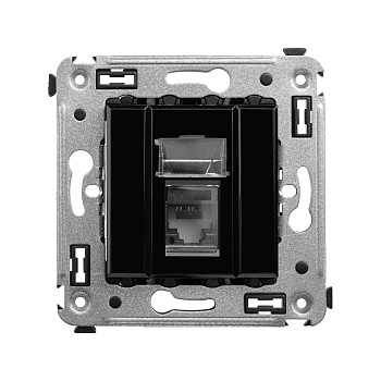 DKC Компьютерная розетка RJ-45 в стену, кат.6 одинарная,"Avanti", "Черный квадрат"
