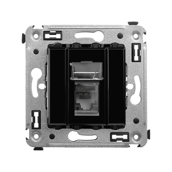 DKC Компьютерная розетка RJ-45 в стену, кат.6 одинарная,"Avanti", "Черный квадрат"