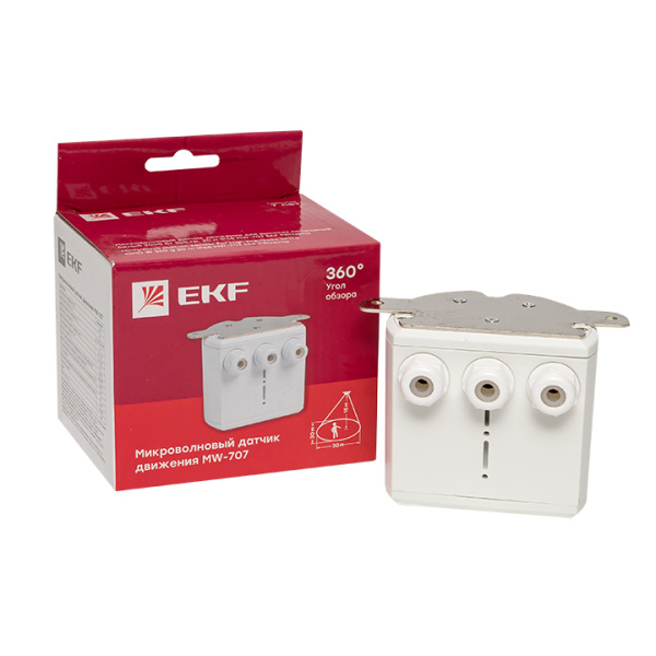Купить EKF PROxima Микроволновый датчик движения бел. для высоких потолков 2000Вт 360гр. 30м IP65 MW-707