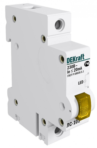 Dekraft Лампа сигнальная на DIN-рейку 1P ЖЕЛТАЯ LED ЛС-101 220В
