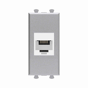 DKC Телефонная розетка RJ-12 без шторки модульная, "Avanti", "Закаленная сталь", 1 модуль