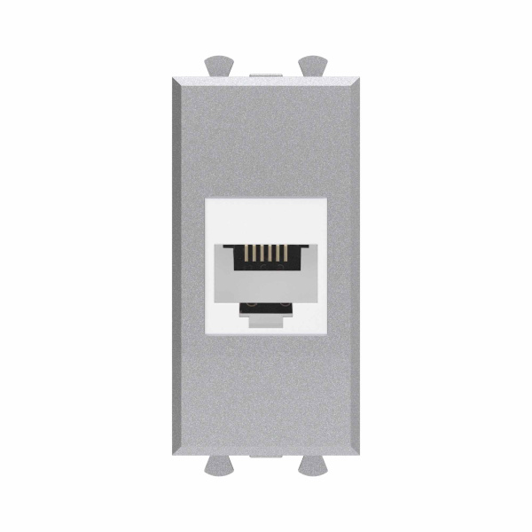 DKC Телефонная розетка RJ-12 без шторки модульная, "Avanti", "Закаленная сталь", 1 модуль