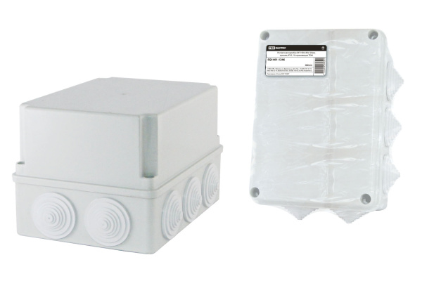 TDM Распаячная коробка ОП 190х140х120мм, крышка, IP55, 10 гермовводов, инд. штрихкод, SQ1401-1246