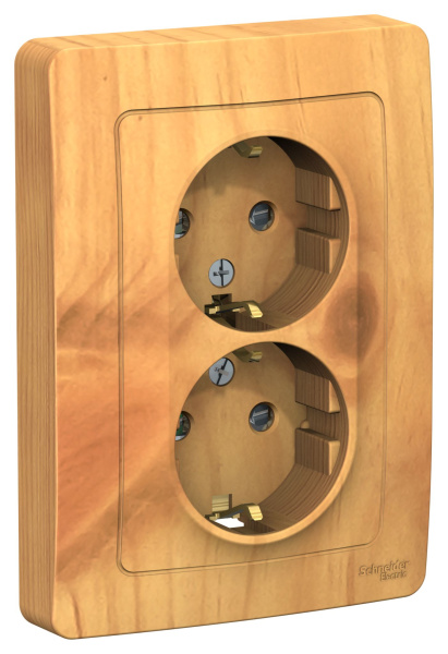 Купить Systeme Electric Blanca внутр Ясень Розетка 2-ая с/з со шторками, 16А, 250В