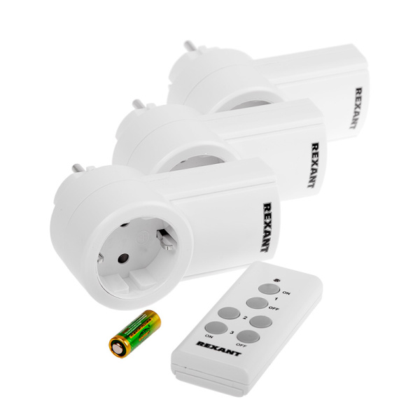 Радиоуправляемая розетка c пультом RX-003 (один пульт, три розетки) Rexant 10-6030